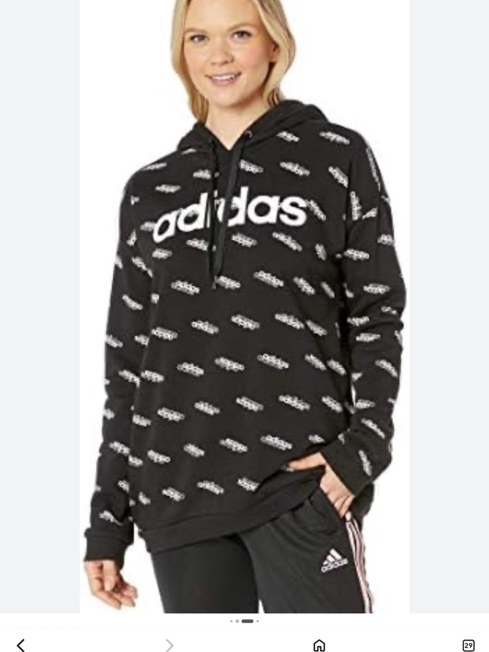 adidas Favorite Logo Hoodie Black White Logo Allover Print Women Like New XL
